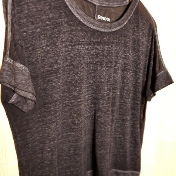 Reebok Womens Black Short Sleeve Oversized Burnout Top Large - Picture 3 of 7